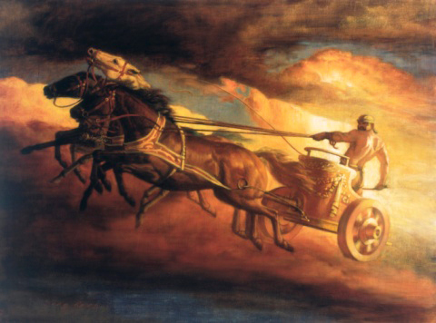 Horses Pulling Chariot In Sky